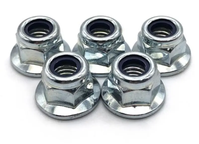 DIN 6926 Hex Flange Lock Nut, Serrated, White Zinc Plated