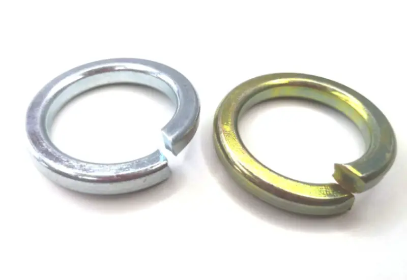Zinc and yellow zinc plated ASME B18.21.1 spring lock washer comparison